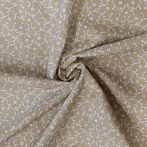 Plátno Bílé kvítky s větvičkami na béžové 