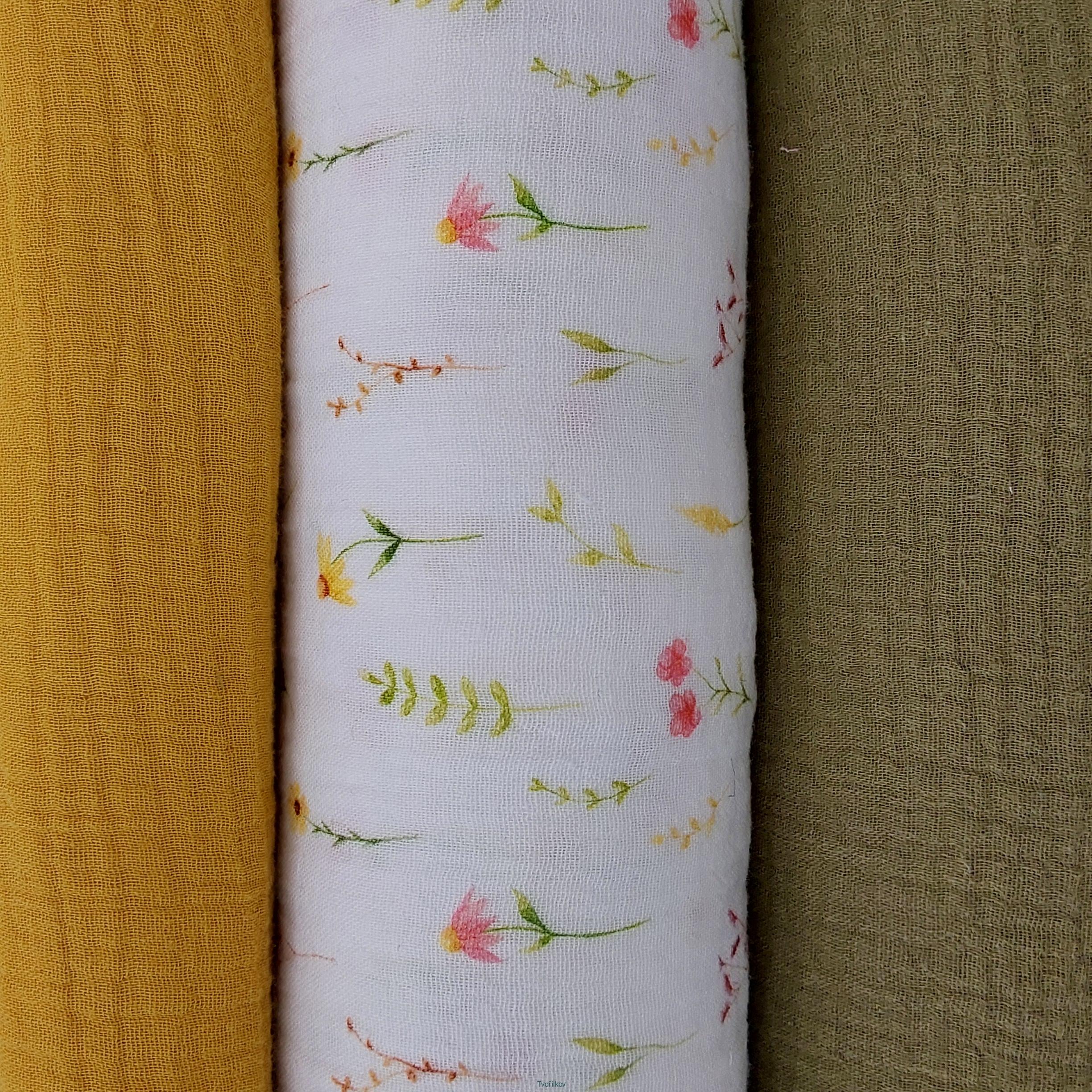 Mušelín/dvojitá gázovina Luční kvítí