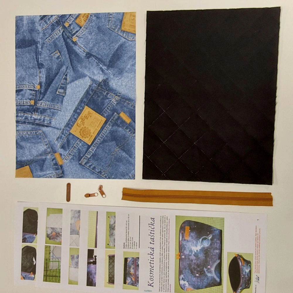 Balíček taštička Jeans s hnědým zipem