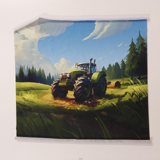 Teplákovina panel Zelený traktor 